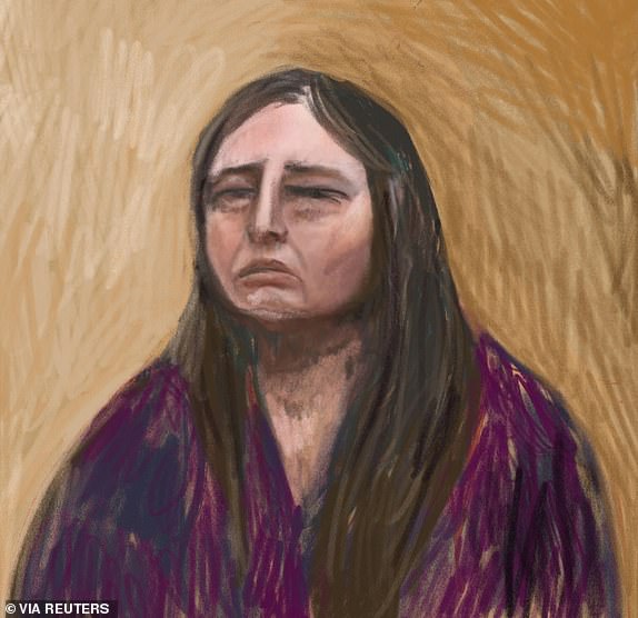 A court sketch drawn from a video link shows Erin Patterson, an Australian woman accused of murdering three of her estranged husband's elderly relatives with a meal laced with poisonous mushrooms, appearing as a witness for her own defense, at the Latrobe Valley Magistrates' Court in Morwell, Australia, June 2, 2025.  AAP/via REUTERS    ATTENTION EDITORS - THIS IMAGE WAS PROVIDED BY A THIRD PARTY. NO RESALES. NO ARCHIVE. AUSTRALIA OUT. NEW ZEALAND OUT. NO COMMERCIAL OR EDITORIAL SALES IN NEW ZEALAND. NO COMMERCIAL OR EDITORIAL SALES IN AUSTRALIA.