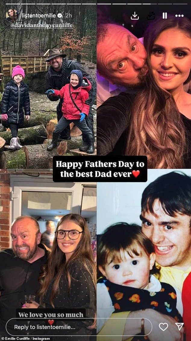 Emilie then went on to share a gushing FaTher's Day tribute to dad and Kym's ex Dave Cunliffe