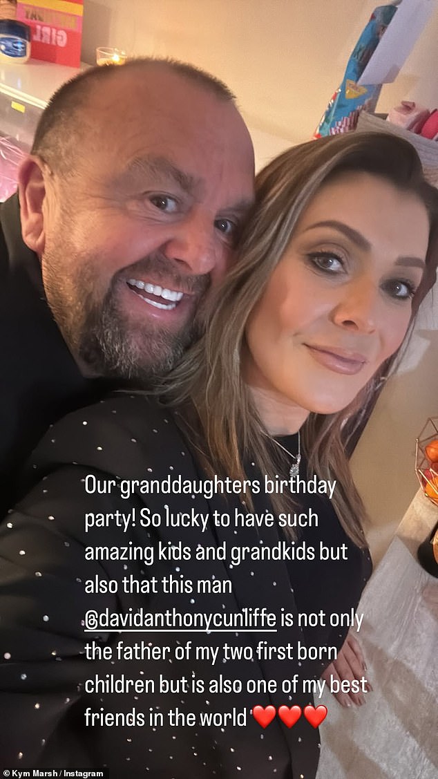 Kym previously shared a touching tribute to the father of her eldest children David, with whom she shares Emilie and David Jr, 31