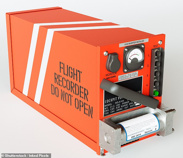 One records flight data, such as altitude and speed and the other records sound from the cockpit, so investigators can hear what the pilots are saying and listen for any unusual noises (Pictured: A stock image of a Flight Data Recorder)