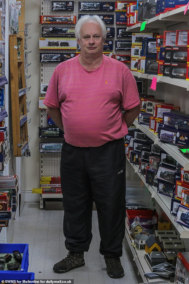 Helen Hannaford, who helps run Baz's Model Rail shop with her husband Barry (pictured), said she often sees the 'same faces' drinking in the local Wetherspoons - on a daily basis