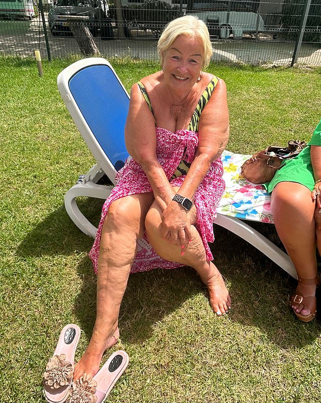 Scottish part-time resident Eileen Tonner, pictured on her sun lounger, said the camp offers 'great friendship in a fantastic location'
