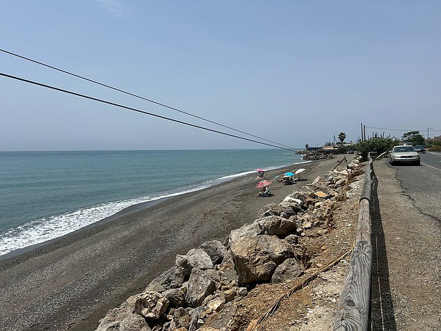 The park is also just metres from the beach (pictured)