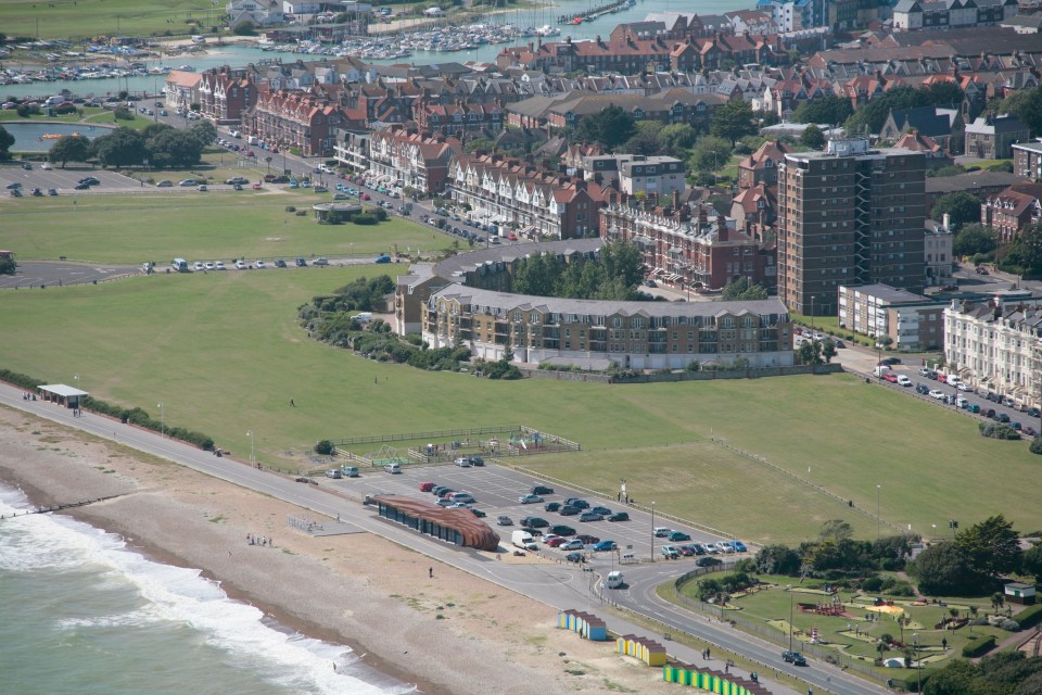 Aerial view of Littlehampton seafront.