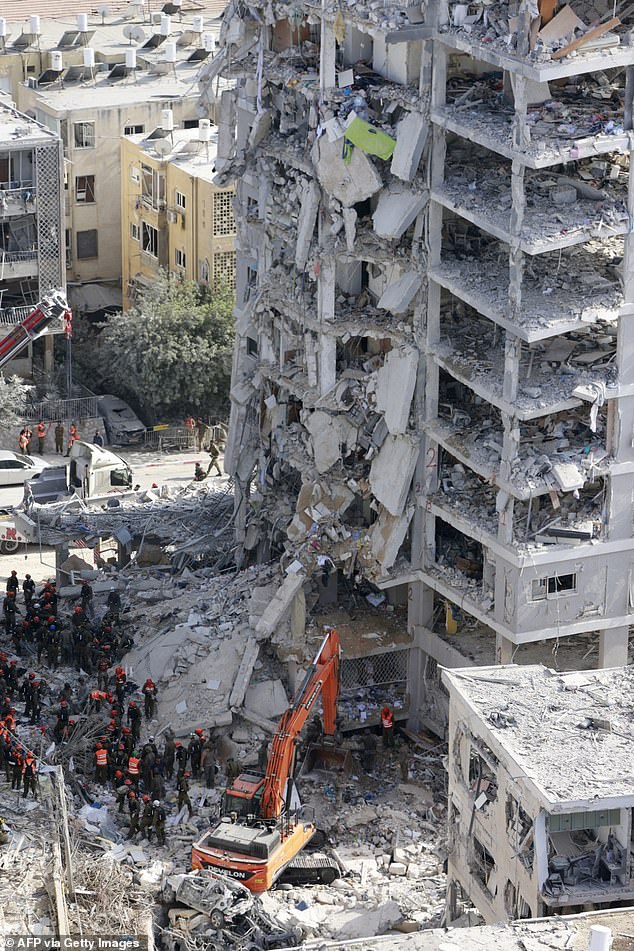 Heavily damaged buildings pictured in Israel following retaliatory strikes carried out by the Iranian military in response to large-scale Israeli attacks on Iran, on June 14