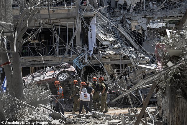 Recovery and emergency efforts by Israeli teams are ongoing in the Ramat Gan area near Tel Aviv