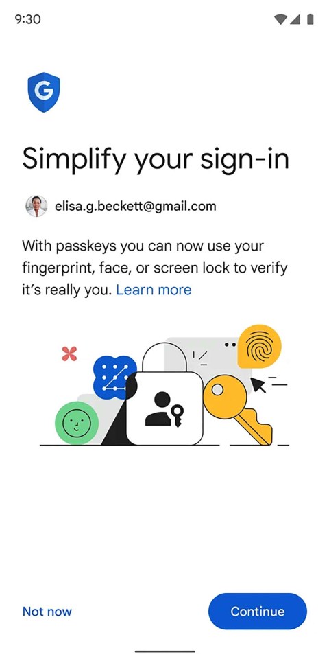 Illustration of Google passkey setup screen.
