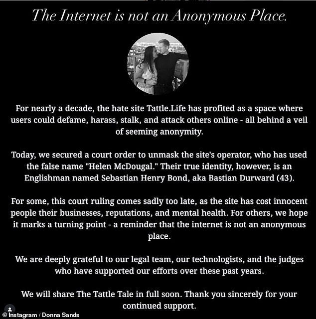 The Irish couple who unmasked him as Tattle Life, have shared the names of his alises on their social media - stating that he was masking under the false name as a site moderator, Helen McDougal