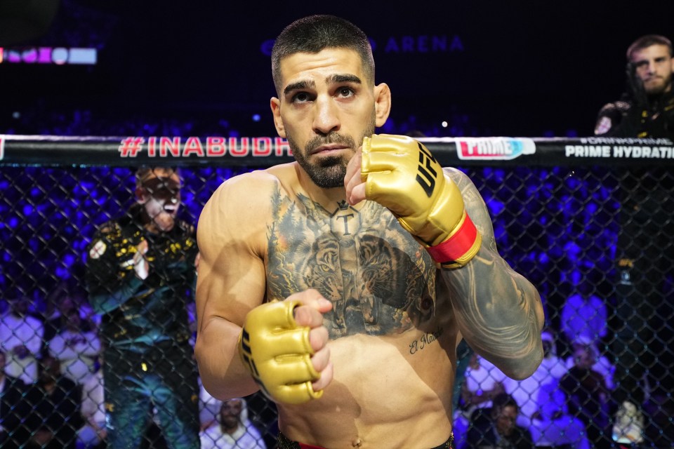 Ilia Topuria, UFC featherweight fighter, preparing for a fight.