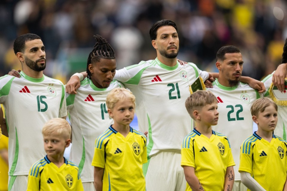 Mandatory Credit: Photo by EMMA WALLSKOG/BILDBYRAN/Shutterstock (15351082cn) Rayan Ait Nouri, Hicham Boudaoui, Ramy Bensebaini and Ismael Bennacer of Algeria ahead of the international friendly football match between Sweden and Algeria on June 10, 2025 in Stockholm. Football, International Friendly, Sweden - Algeria, Stockholm - 10 Jun 2025