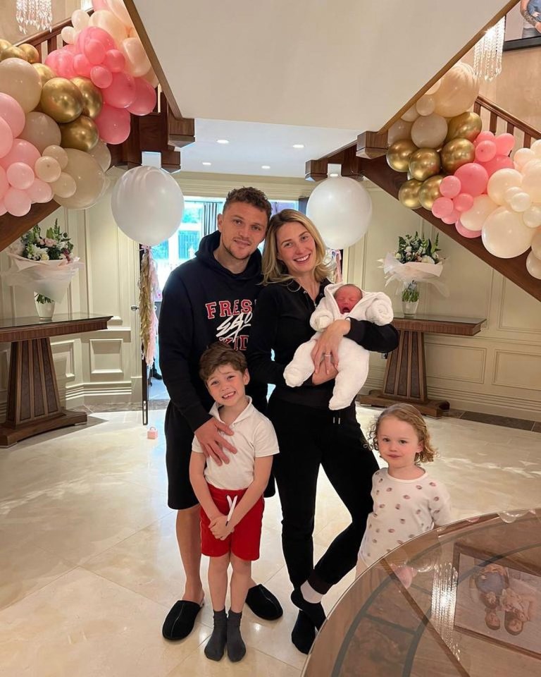 Kieran Trippier and his family with their new baby.