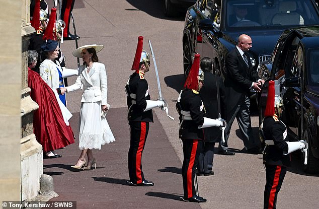 Kate was a vision in white as she arrived at Windsor Castle for the Order of the Garter ceremony