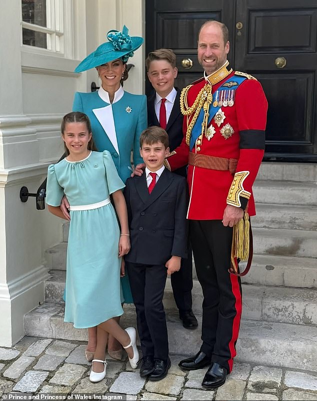The Wales Family posed for a family portrait following Trooping the Colour on Saturday