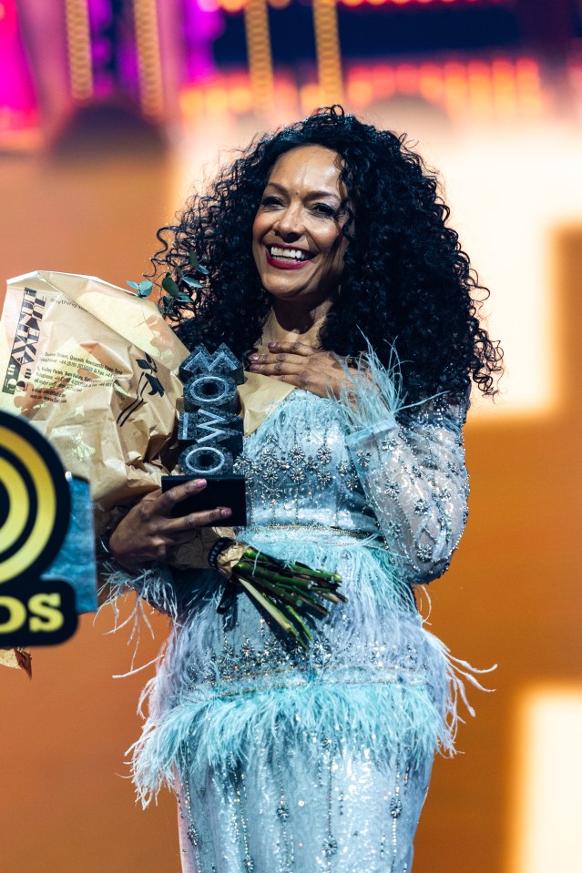 Kanya King accepting the Paving The Way Award at the MOBO Awards.