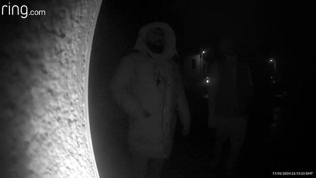 Footage captured on a Ring doorbell camera showed the men making threats and storming the house