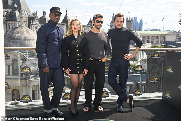 The cast appeared in great spirits for the London photocall at the lavish Corinthia Hotel