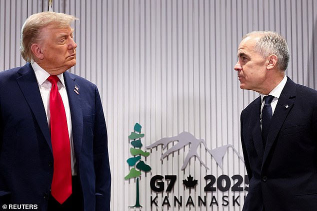 President Donald Trump (left) almost immediately criticized Canadian Prime Minister Mark Carney's (right) predecessor, former Prime Minister Justin Trudeau for kicking Russia out of what had been the G8