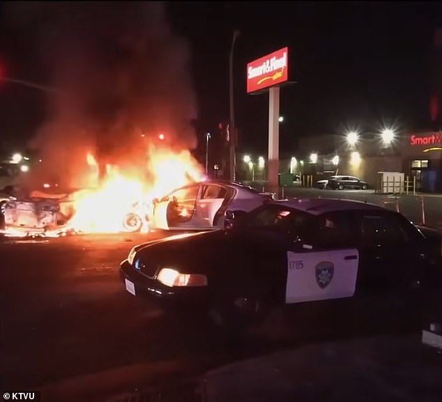 Footage from the sideshows saw cars explode into fireballs and other vehicles destroyed as other drivers spun donuts on the intersections in front of huge crowds