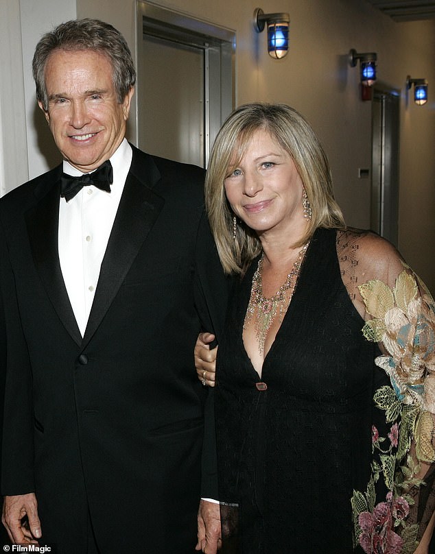 'I know I slept in the bed with him, but I can't remember if we actually had penetration,' Streisand stated. 'I swear to God, I can't. There are certain things I block out'; Barbra and Beatty seen in 2005