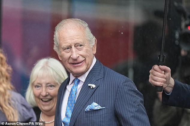 The King (pictured) suspended his bid to remove brother Prince Andrew from Royal Lodge