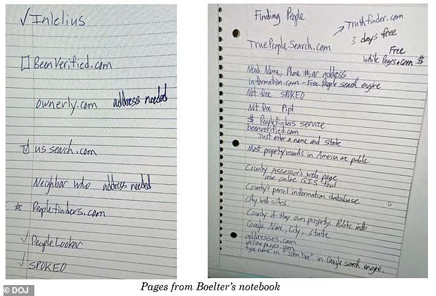 Chilling notes the alleged assassin carried with him reveal he planned to target other liberal lawmakers and abortion providers