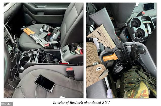 Officers had earlier found his abandoned vehicle, with weapons inside