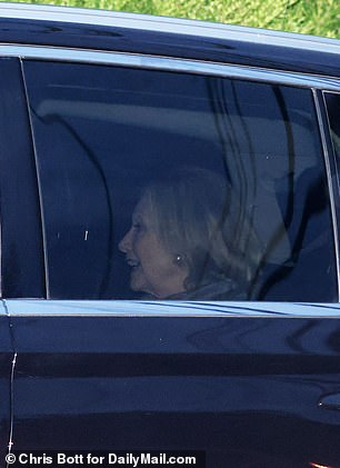The rehearsal dinner was surrounded by heavy security, including Secret Service agents guarding former US President Bill Clinton and his wife (pictured), who arrived with Soros and Abedin in a motorcade of black SUVs