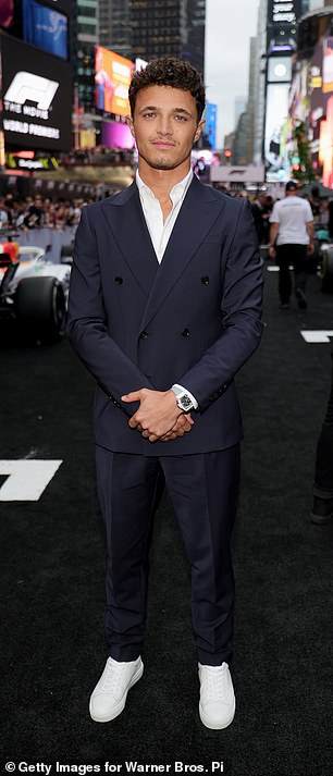 Real-life Formula One stars in attendance included Lewis Hamilton, who produces the film, as was Lando Norris and Yuki Tsunod.a