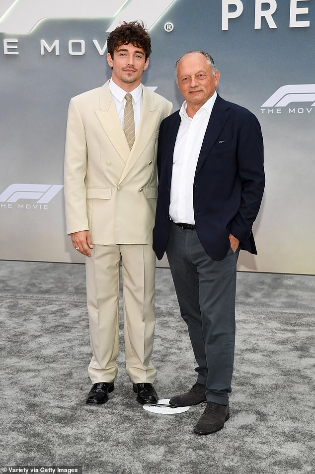 F1 Ferrari driver Charles Leclerc and Ferrari team principal Frédéric Vasseur showed their support