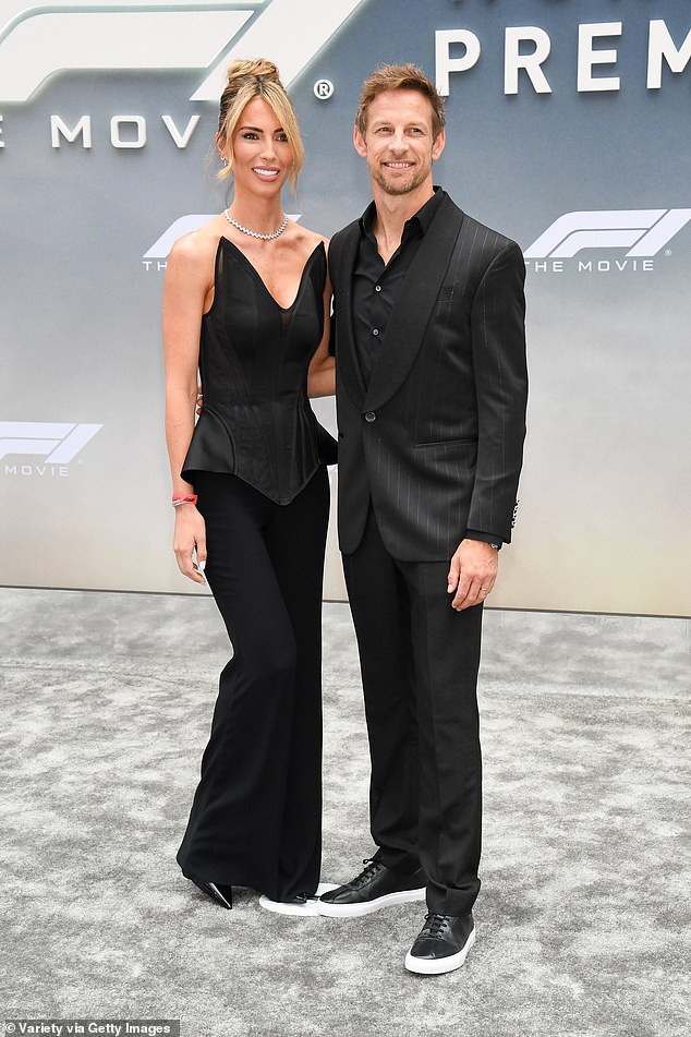 Jenson Button and wife Brittny Ward looked glamorous in matching black ensembles