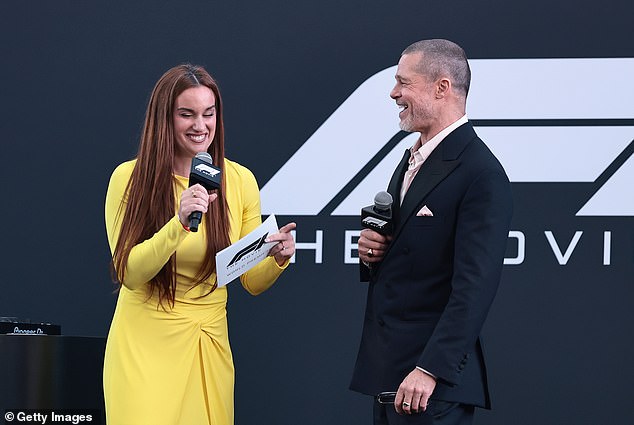 Brad appeared to be doing an interview with comedienne Hannah Berner
