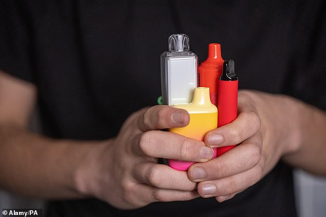 A report warned that the disposable vapes ban could push 200,000 people back to smoking when it comes into effect (file photo)