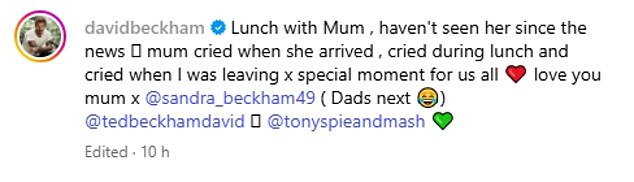 He shared that his mum couldn't stop crying as she met up with her son for the first time since he received the honour