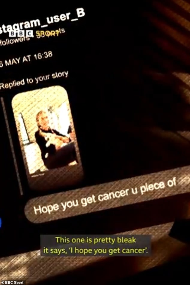 Katie had just lost a tie-break at the French Open when she checked her phone and saw a vile message from someone which read: 'Hope you get cancer'