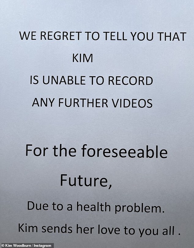 In recent weeks, Kim had cancelled her work commitments due to health concerns, confirming she would no longer be offering Cameo videos in a statement on Instagram on March 2