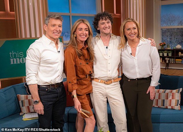 Cat and Ben reflected on the time they spent with Fiognal and Jamie on the set of This Morning. Pictured: Ben, Cat, Fiongal and Josie Gibson on the show back in April