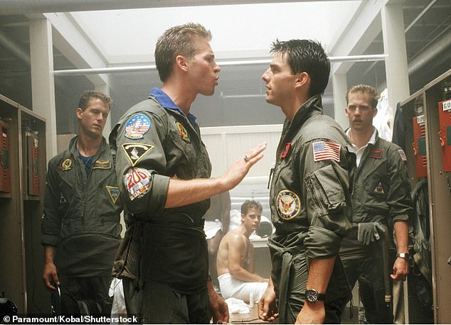 Kilmer was famed for his role as Lieutenant Tom ¿Iceman' Kazansky in the 1986 smash hit original Top Gun movie alongside Cruise, 62, as Captain Pete 'Maverick' Mitchell (pictured)
