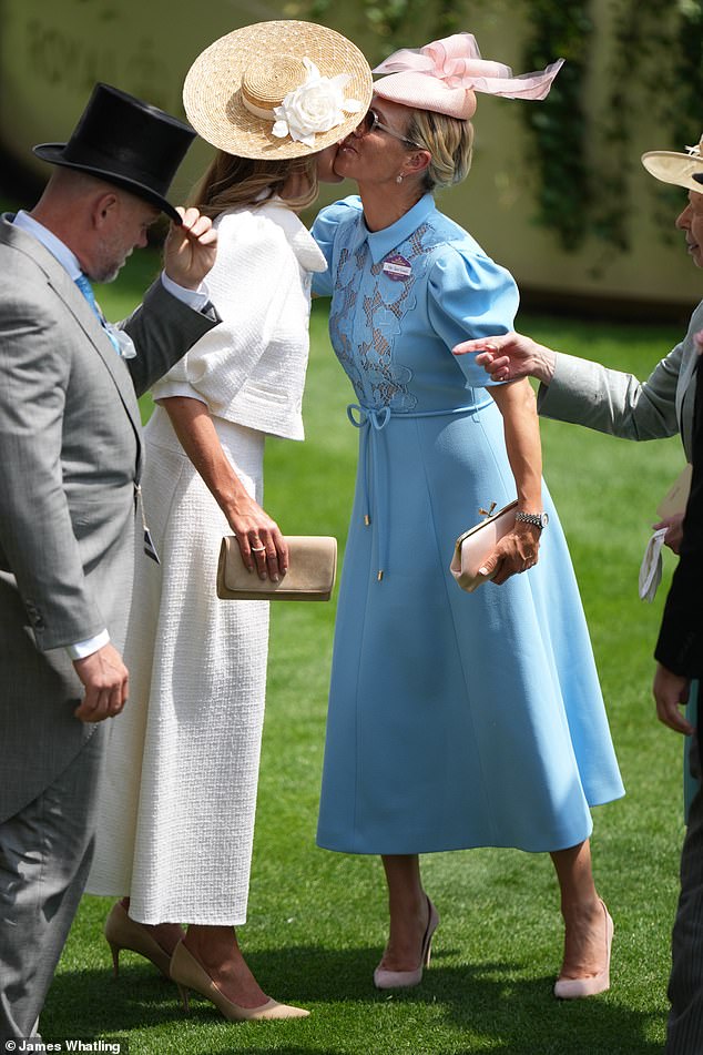 It appears Harriet has been fully welcomed into the royal fold, as she embraced Zara upon arrival