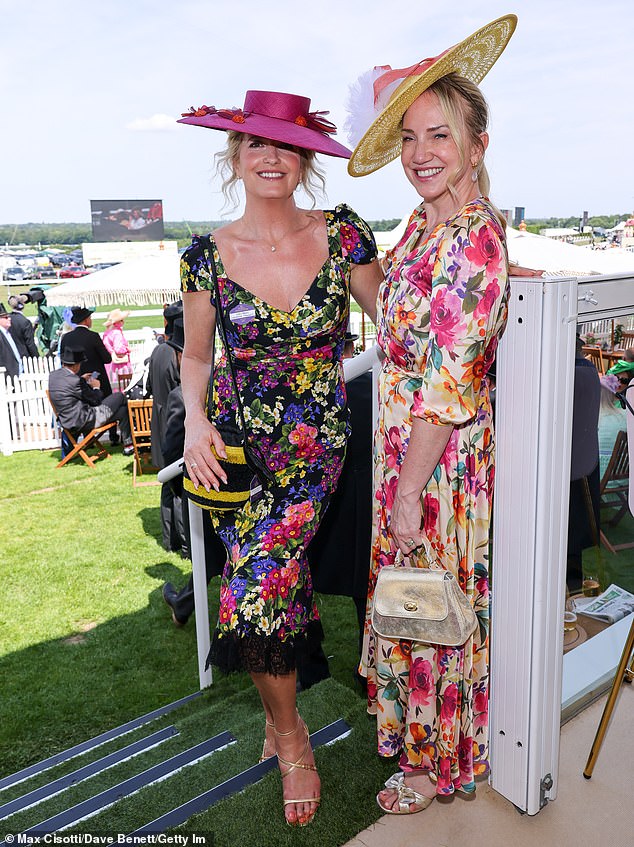 Joined by book editor Rosie Nixon, Penny showed off her chic sense of style in the fitted floral dress on Royal Ascot's first day