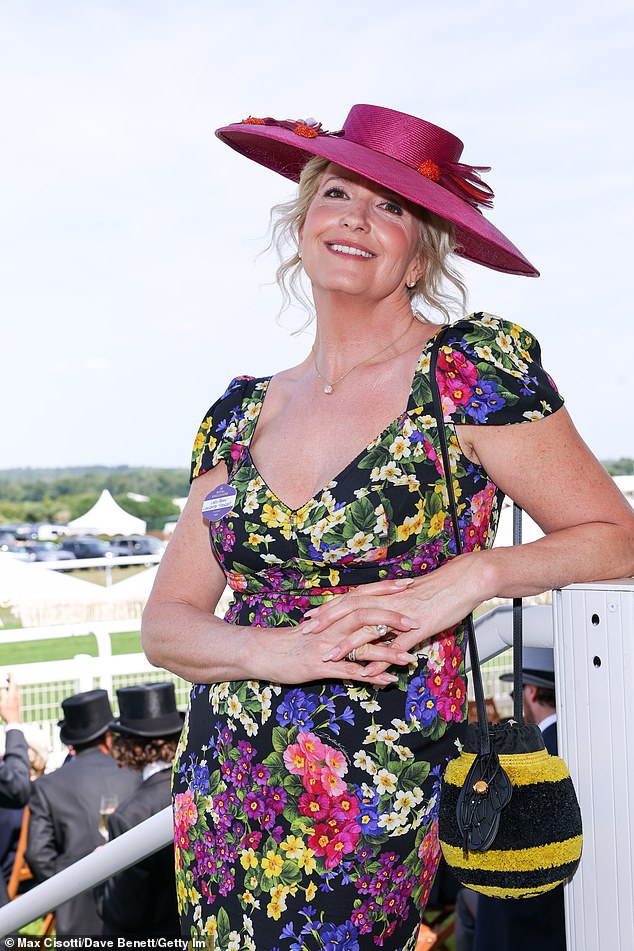 The wife of hitmaker Rod Stewart cut a chic figure in a plunging vintage dress from Dolce and Gabbana, teamed with a Annabeth Fenley percher hat