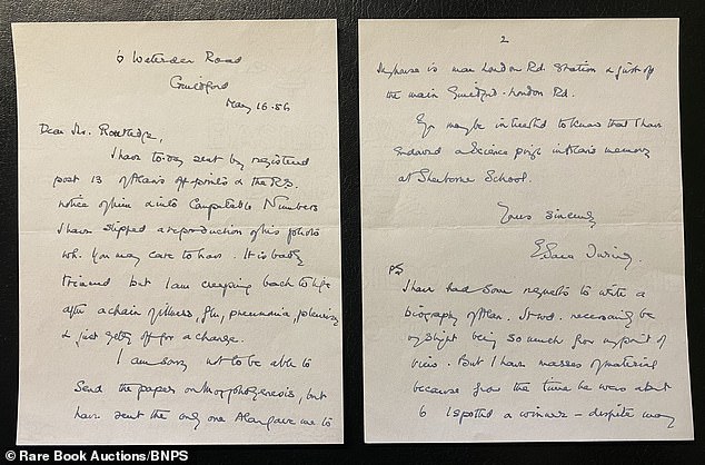 After Turing's death, his mother Ethel gave her son's papers to his loyal friend and fellow mathematician Norman Routledge. Ethel wrote Mr Routledge a covering letter in which she revealed how she knew her late son 'was a winner from the age of six'