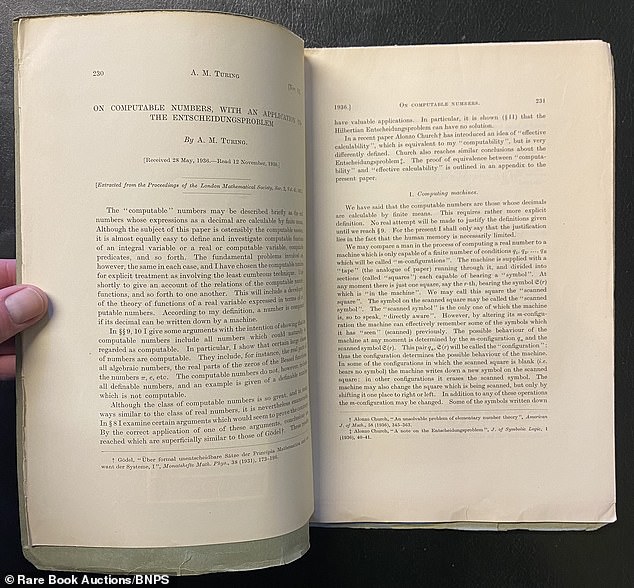 More of Turing's academic work. Collectively the lots are expected to sell for £150,000