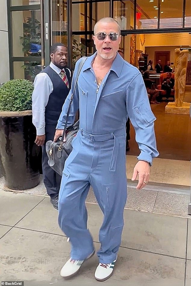 The Fight Club star pounded the pavement in squeaky clean sneakers