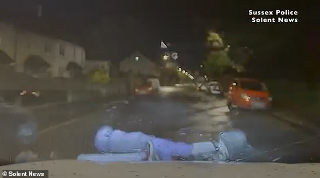 Pictured: The moment McGarry and his friend were knocked off their e-bike during a chase