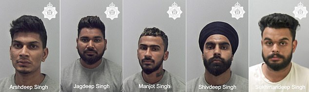 Five of the men involved in the murder of Aurman Singh in Shrewsbury