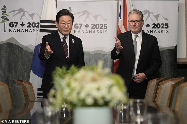 Sir Keir Starmer and South Korean President Lee Jae-myung hold a bilateral meeting during the G7 Leaders' Summit in Kananaskis, Alberta, Canada on June 17