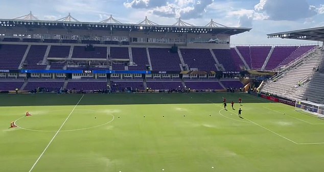 The stadium was designed to fit a capacity of over 25,000 fans - but there was masses of empty seats on Tuesday