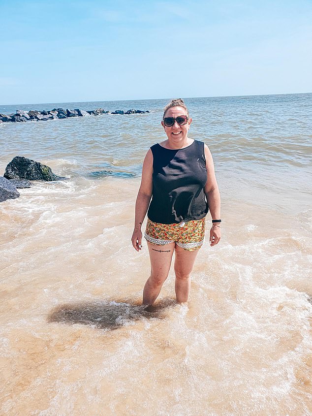 In May 2019, Amy (pictured now sober) was  out at work working as a store manage of a retail shop, she passed out