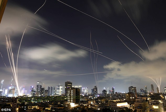The Iron Dome, the Israeli air defence system, intercepts missiles fired from Iran, over Tel Aviv, Israel, 17 June 2025