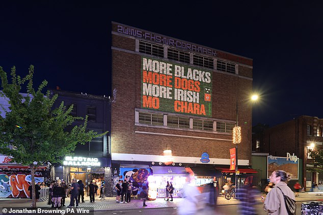 A projection onto the Electric Ballroom in Camden, North London, supporting Og O Hannaidh